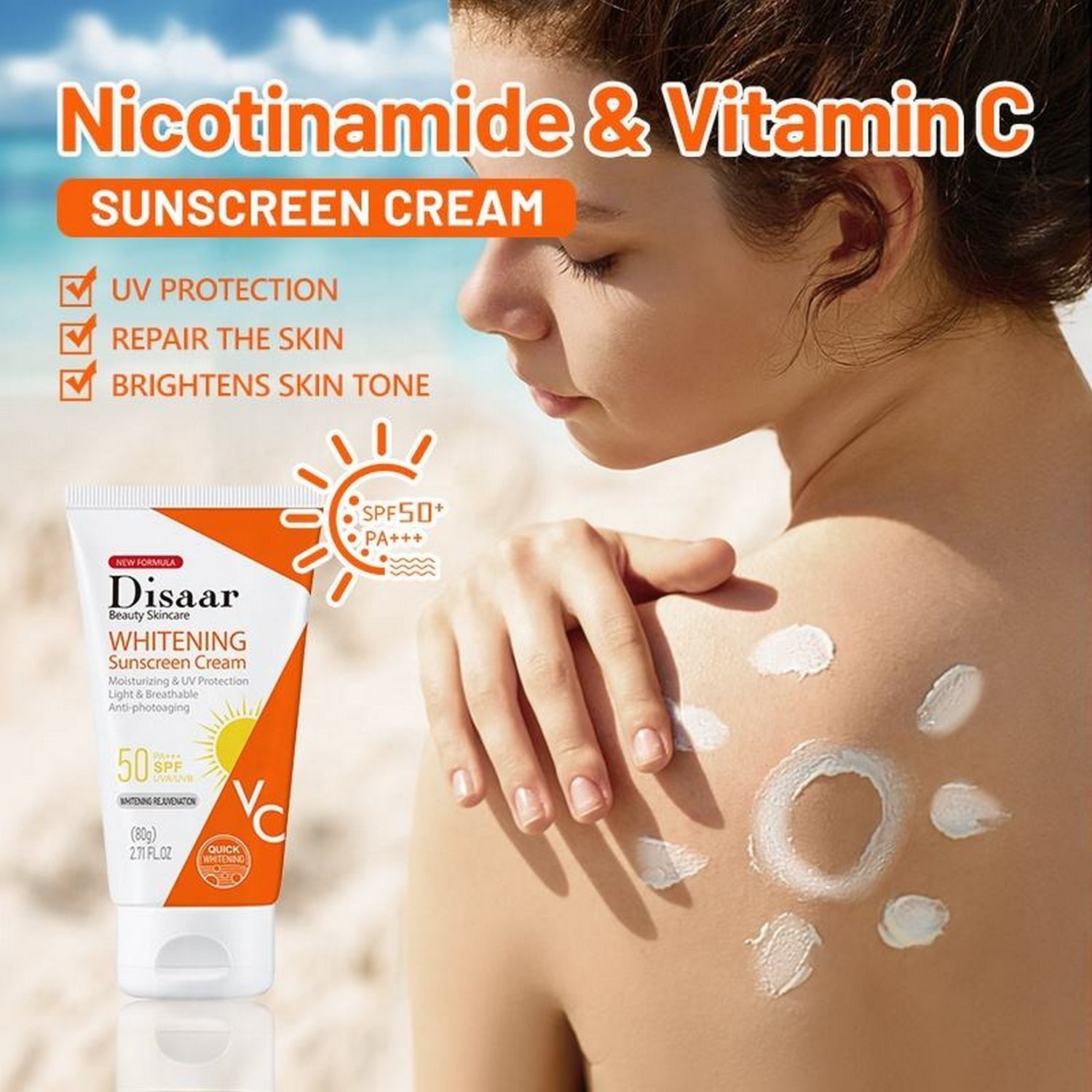Disaar Whitening Sunscreen Cream SPF 50 - FlyingCart.pk