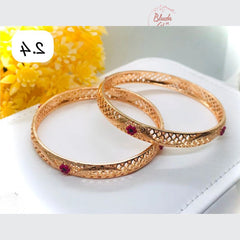 GOLD PLATED PRINTED ZIRCON BANGLES SET FOR LADIES
