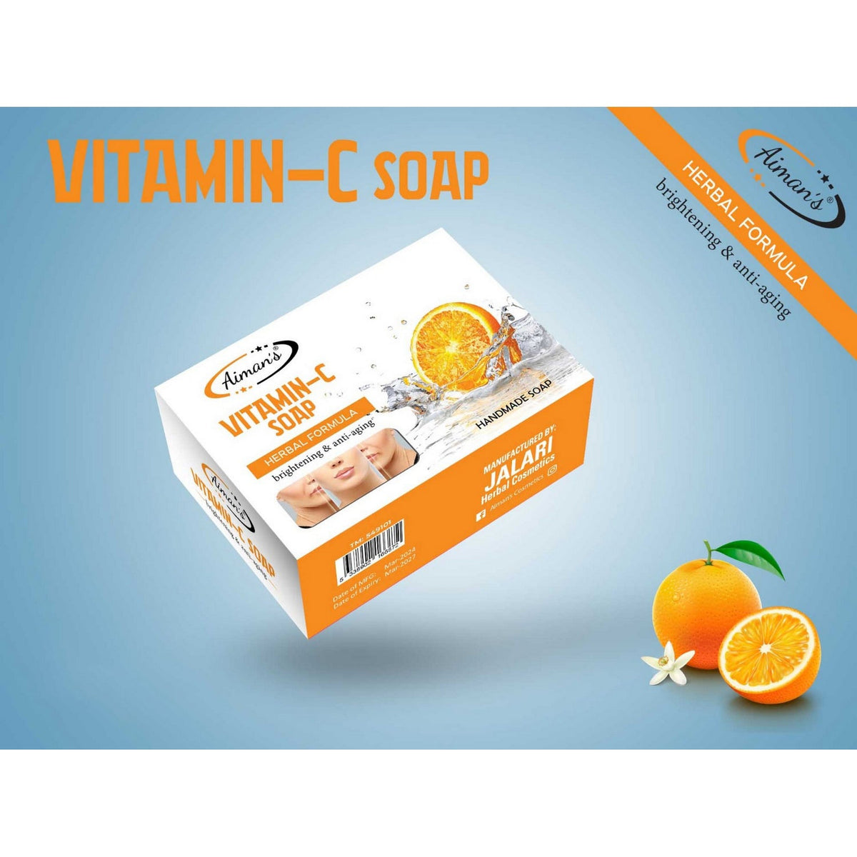 Airman's Handmade Vitamin C Brightening & Anti Ageing Soap Best For Acne - FlyingCart.pk