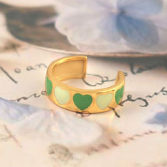 Green Chunky Heart Love Heart Open Ring - FlyingCart.pk