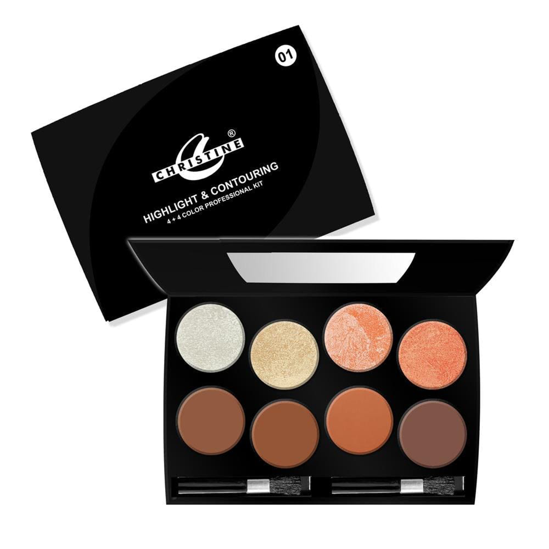 Christine Highlighter & Contouring 4+4 Color Kit Shade 01